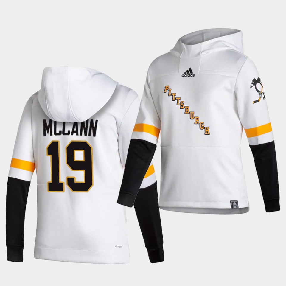 Men Pittsburgh Penguins #19 Mccann White  NHL 2021 Adidas Pullover Hoodie Jersey